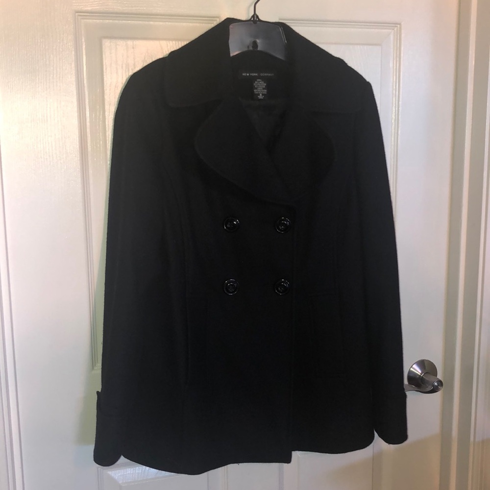 NY&Co Black Wool Polyester Pea Coat